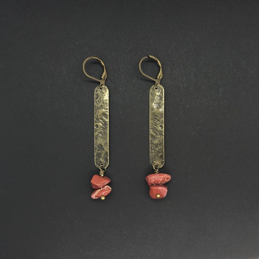 Boucles d'oreilles Artapaon Althaia Jaspe rouge