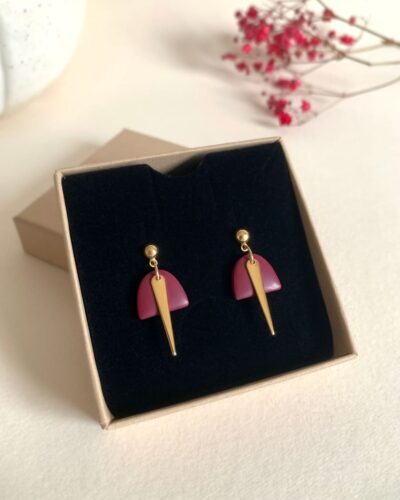 Boucles d'oreilles originales bordeaux Artapaon