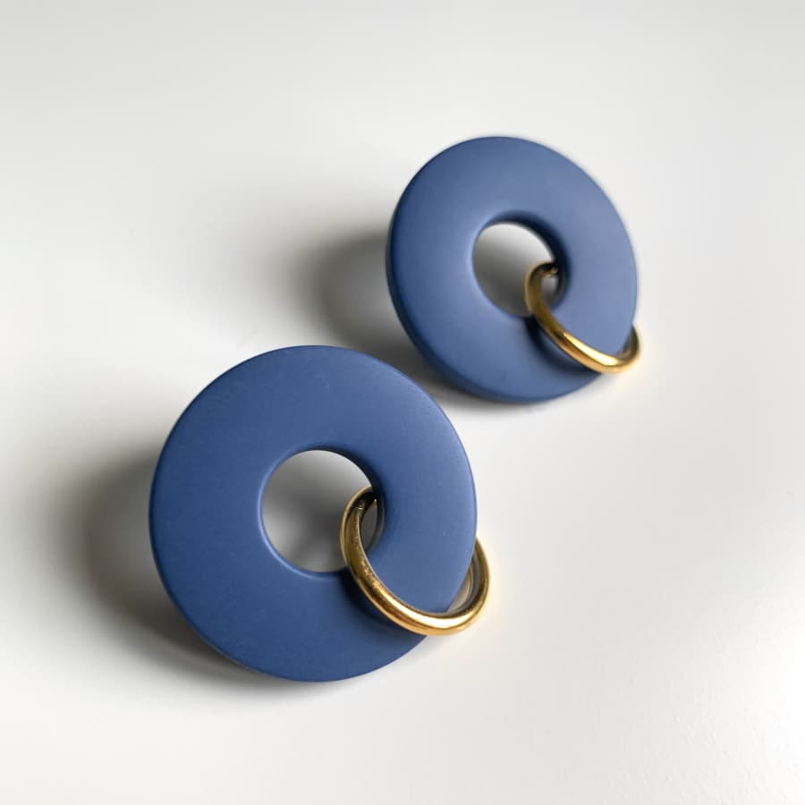 Boucles d'oreilles créoles bleu originales Artapaon
