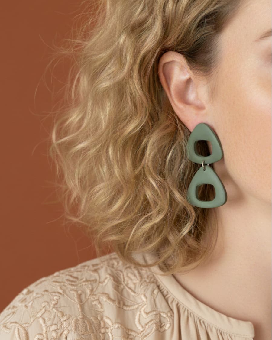 Boucles d'oreilles artisanales vertes