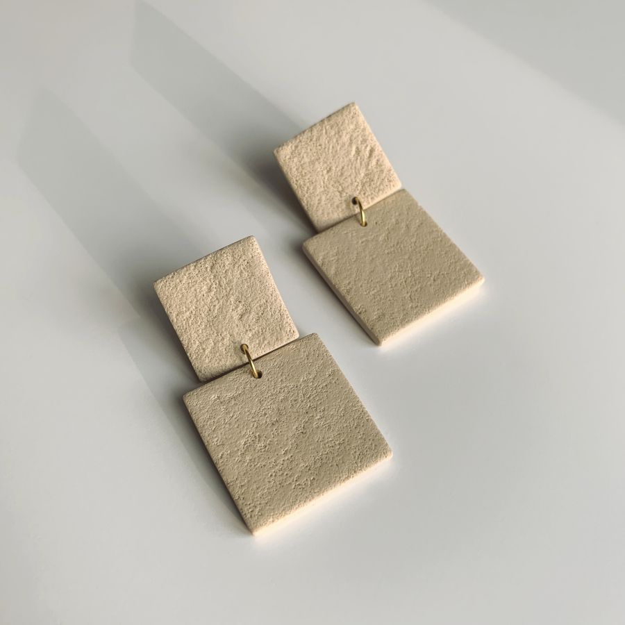 Boucles d'oreilles beige originales Artapaon