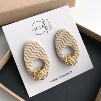Boucles d'oreilles beige originales Artapaon