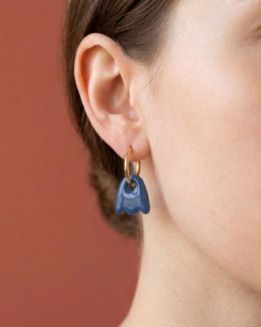 Boucles d'oreilles bleu créoles Tulipes Artapaon