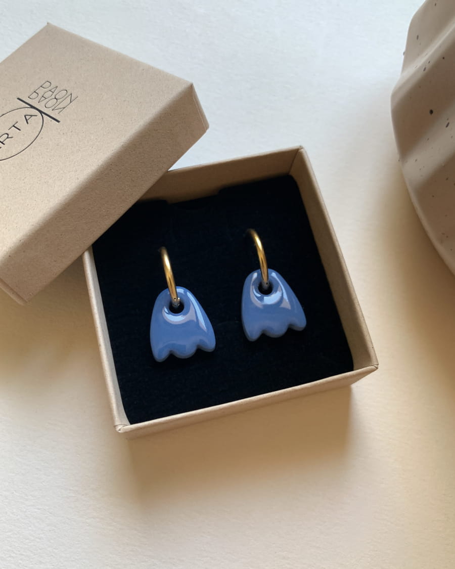 Boucles d'oreilles bleu créoles Tulipes Artapaon
