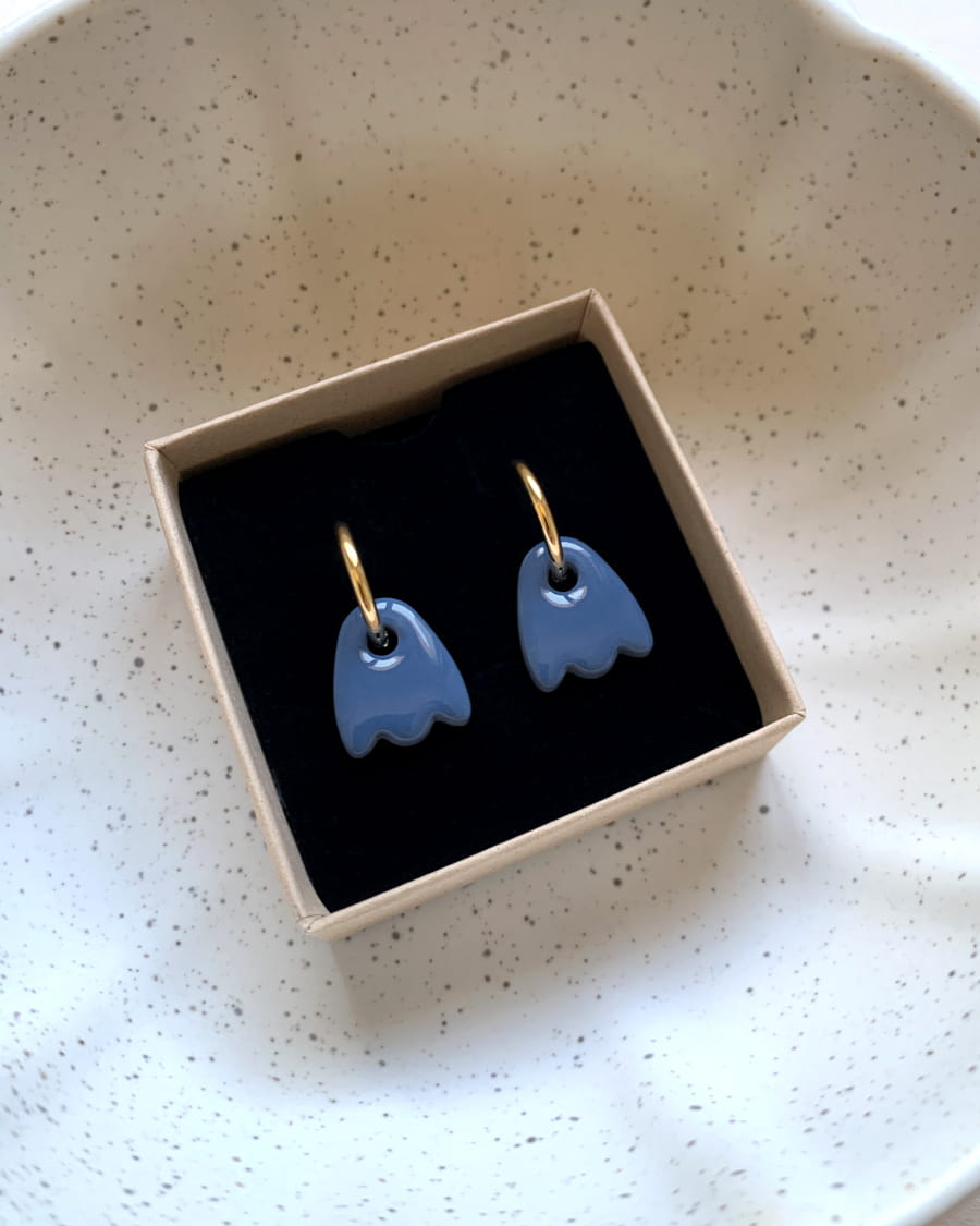 Boucles d'oreilles bleu créoles Tulipes Artapaon