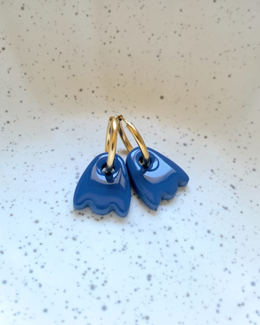 Boucles d'oreilles bleu créoles Tulipes Artapaon