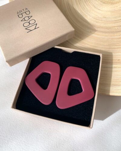 Grandes boucles d'oreilles bordeaux modernes Artapaon