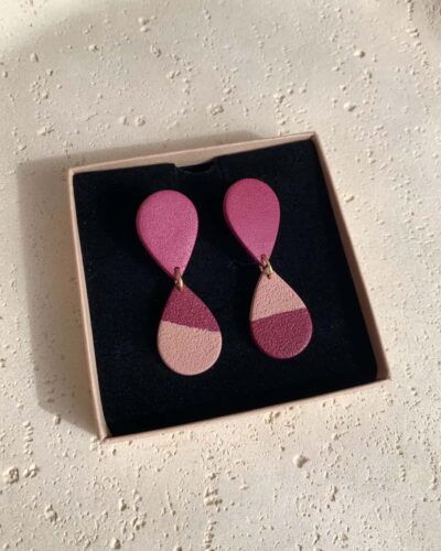 Boucles d'oreilles à clips forme goutte bicolores